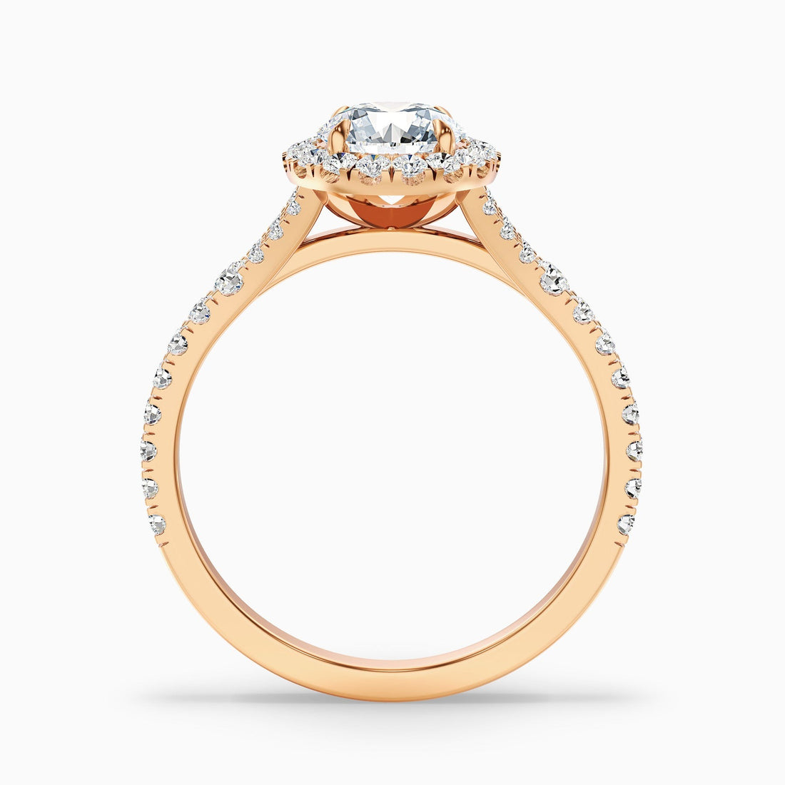 Aether 1 Carat Round Halo Pave Lab Grown Diamond Ring in 10k Rose Gold