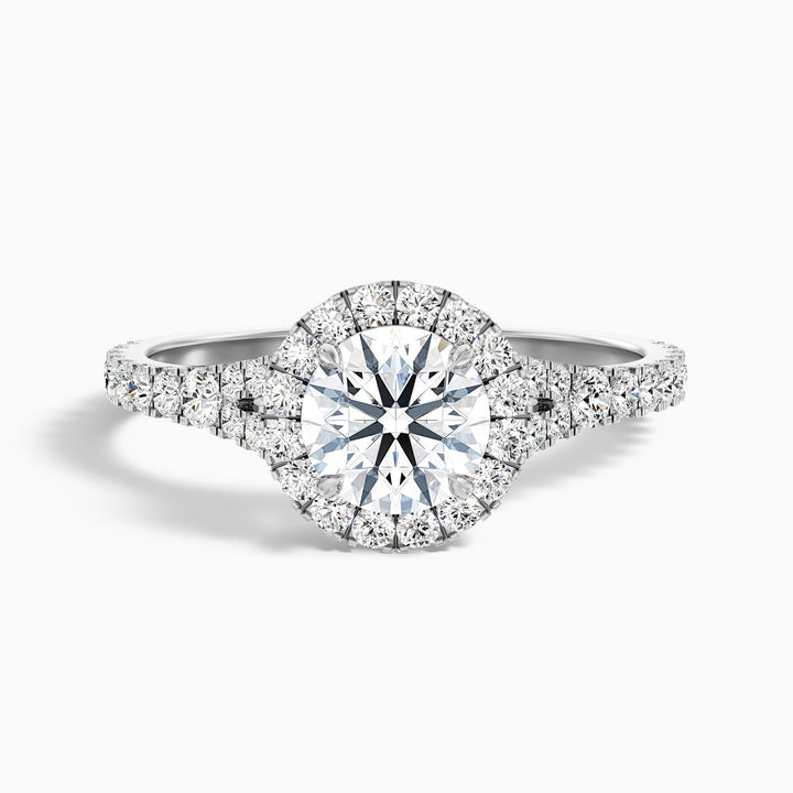 Aether 1 Carat Round Halo Pave Lab Grown Diamond Ring in 10k White Gold