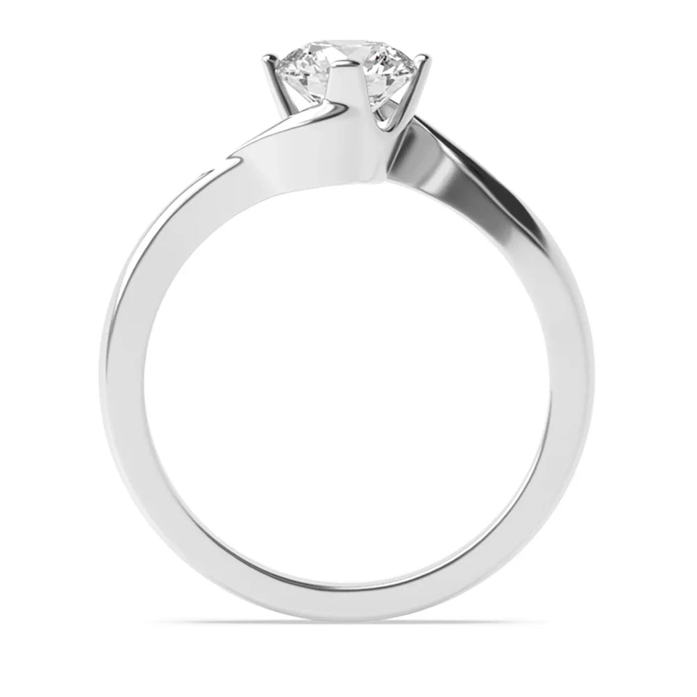 Alice 4 Prong Round Lab Grown Diamond Twisted Open Set Classic Solitaire Engagement Ring