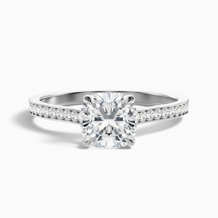 Amour Cushion Cut Side Stone Pave Lab Grown Engagement Ring
