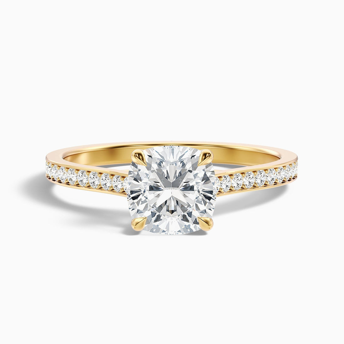 Amour Cushion Cut Side Stone Pave Lab Grown Engagement Ring