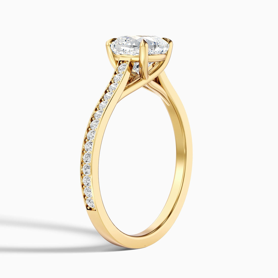 Amour Cushion Cut Side Stone Pave Lab Grown Engagement Ring