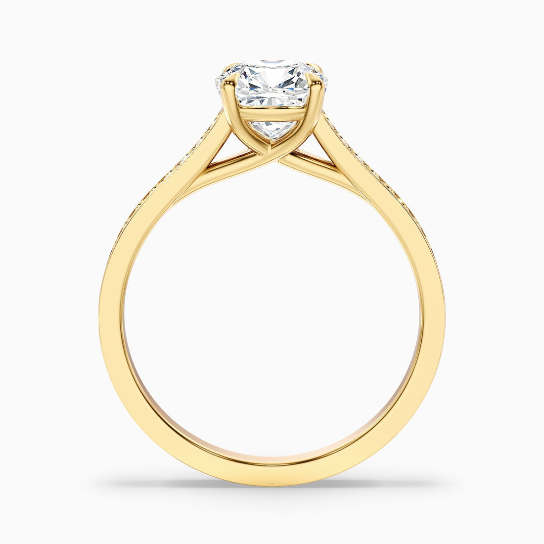Amour Cushion Cut Side Stone Pave Lab Grown Engagement Ring
