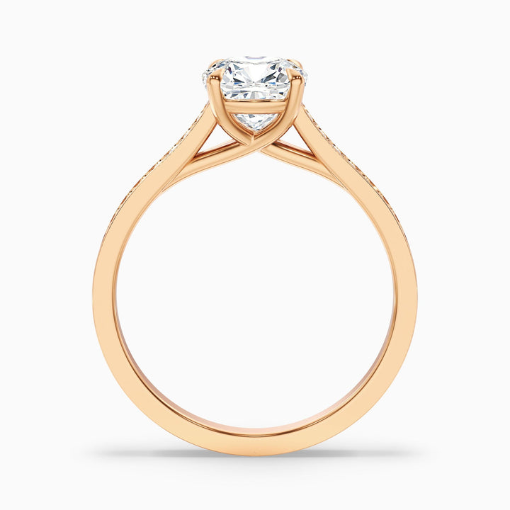 Amour Cushion Cut Side Stone Pave Lab Grown Engagement Ring