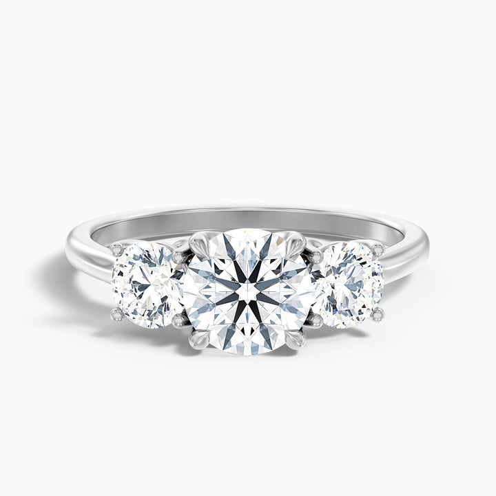Astrid 1 Carat Round 3 Stone Lab Grown Engagement Ring in 10k White Gold