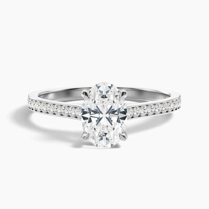 Aurelia Oval Cut Side Stone Pave Lab Grown Engagement Ring