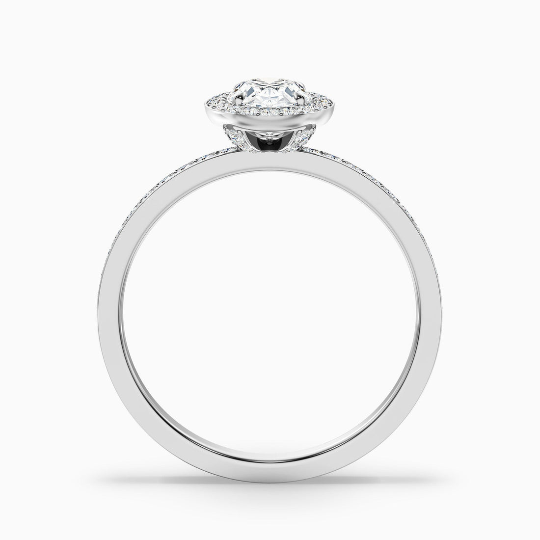 Aurielle 1 Carat Oval Halo Pave Lab Grown Engagement Ring in 10k White Gold