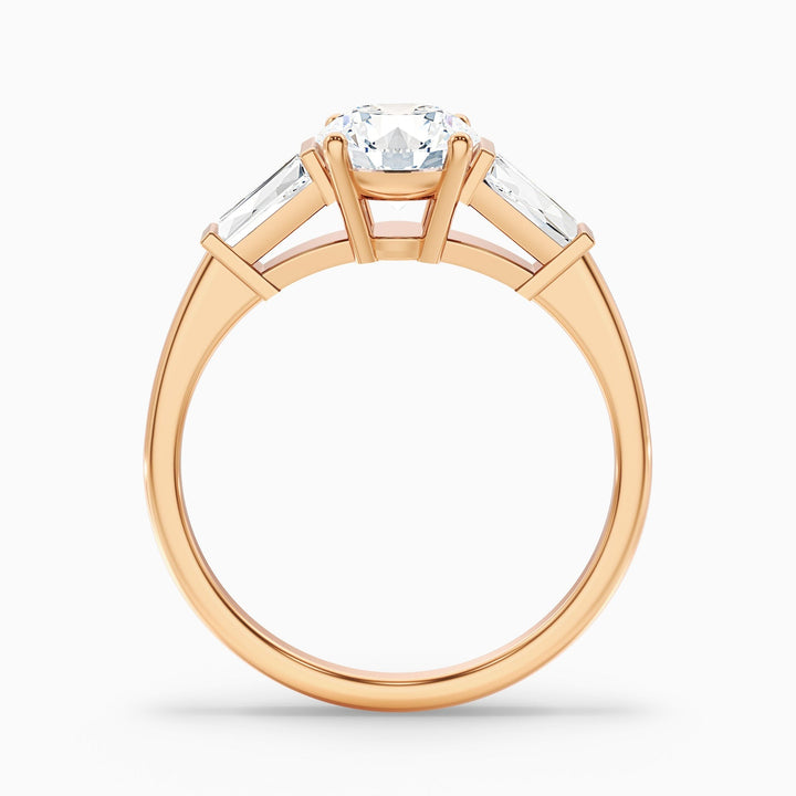 Avalon Round 3 Stone Moissanite Ring With Side Baguette Moissanite