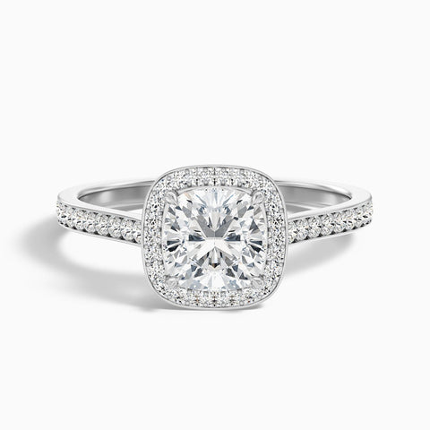 Avaloria Cushion Cut Halo Pave Lab Grown Diamond Ring