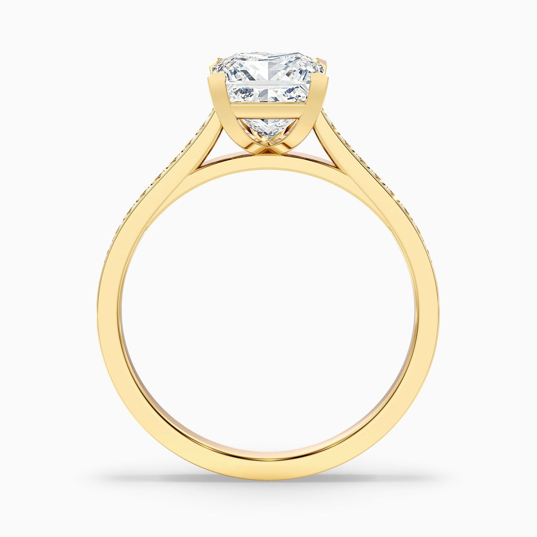 Centenary 1 Carat Princess Cut Side Stone Pave Lab Grown Diamond Ring in 14k White Gold