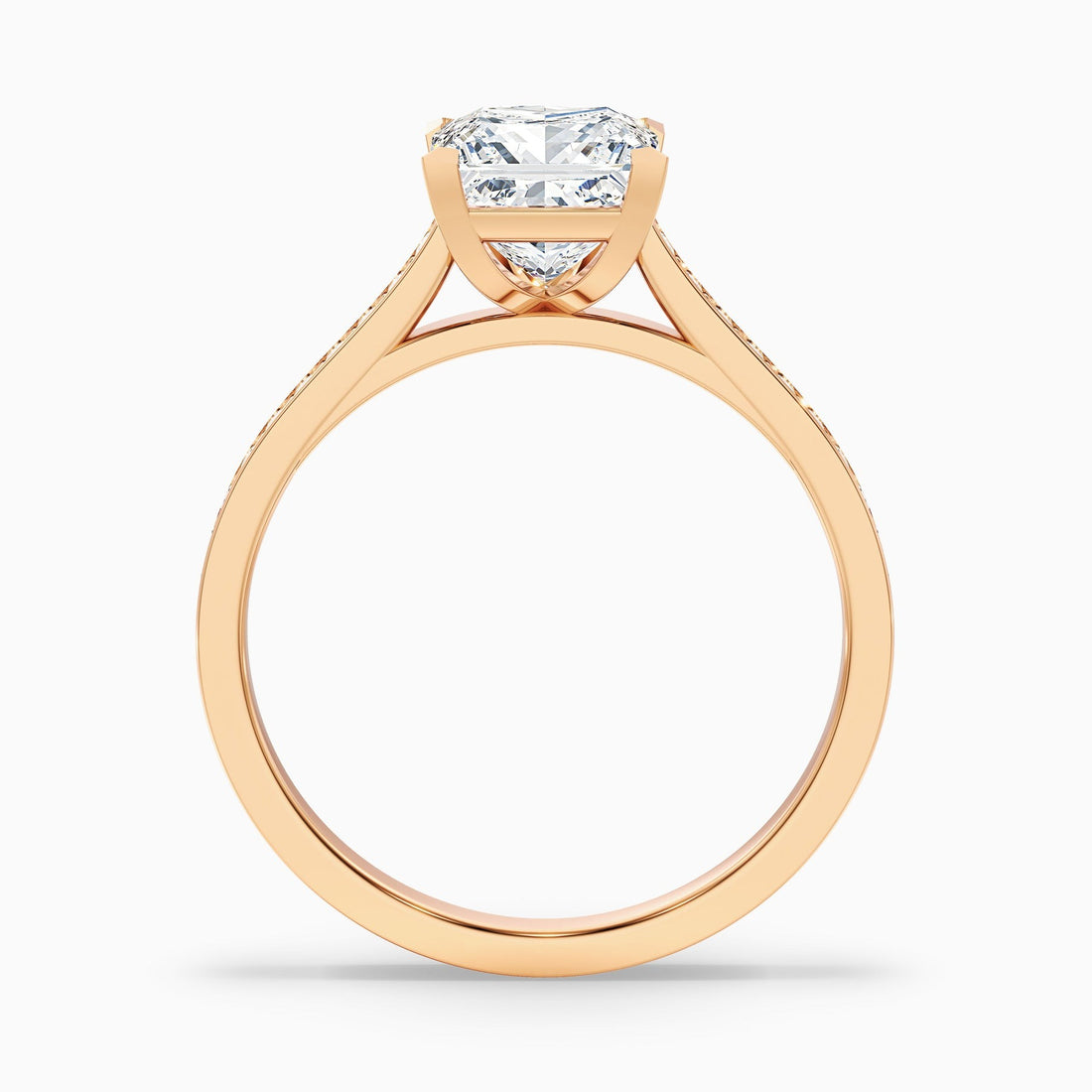 Centenary 1 Carat Princess Cut Side Stone Pave Lab Grown Diamond Ring in 14k White Gold
