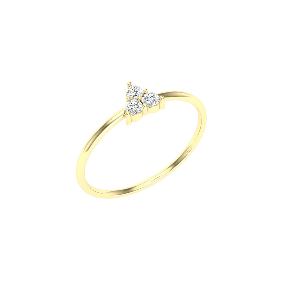 Crest Round 3 Stone Solitaire Moissanite Engagement Ring Yellow Gold