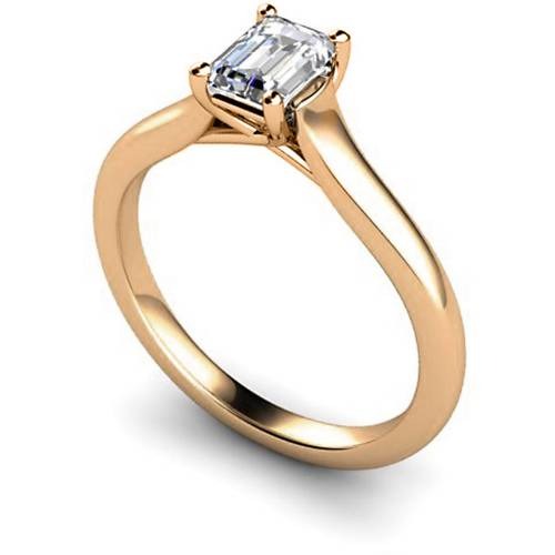 Crossover Setting Emerald cut Solitaire Lab Grown Diamond Rings