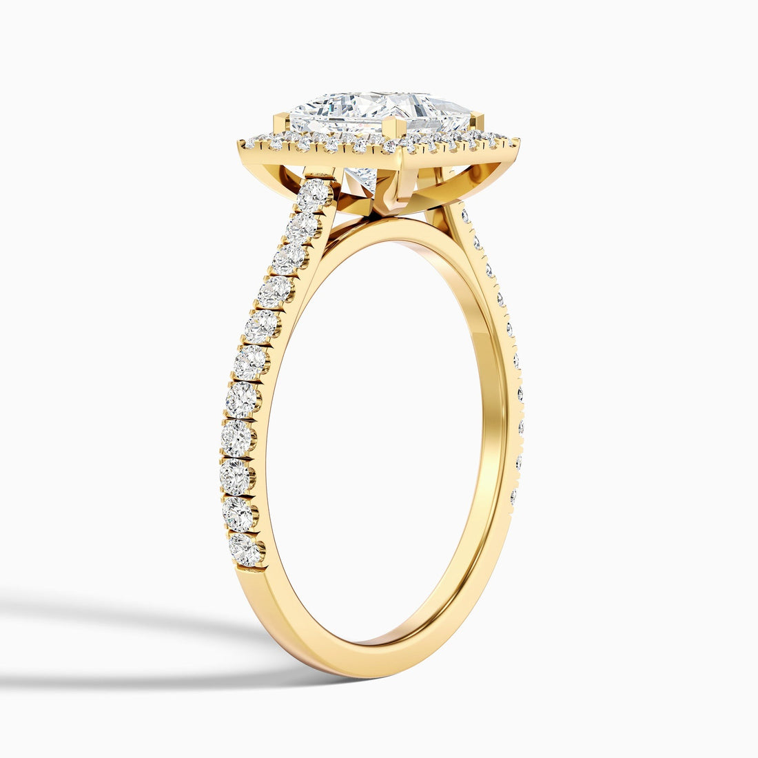Elegance 1 Carat Princess Halo Pave Lab Grown Diamond Ring