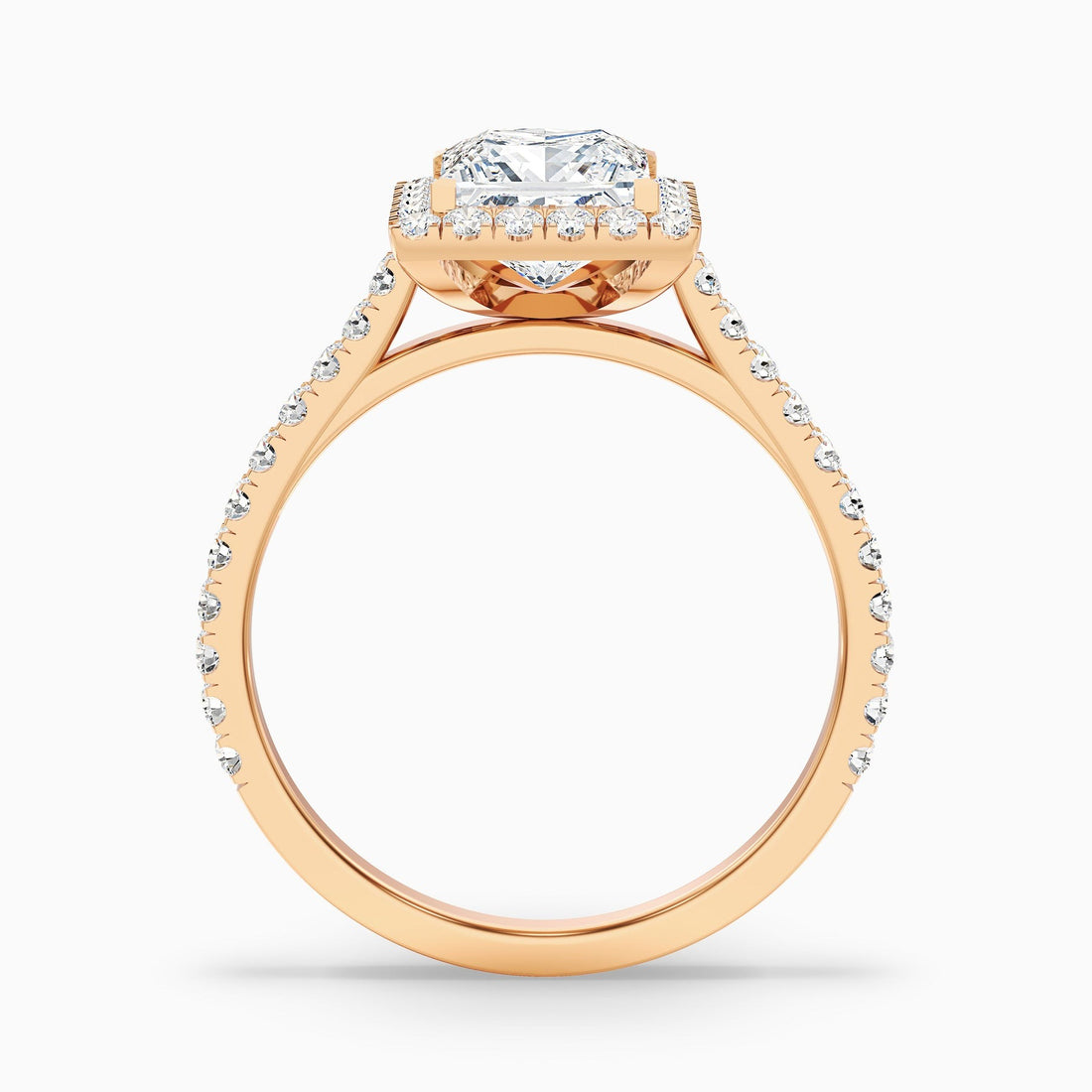 Elegance 1 Carat Princess Halo Pave Lab Grown Diamond Ring
