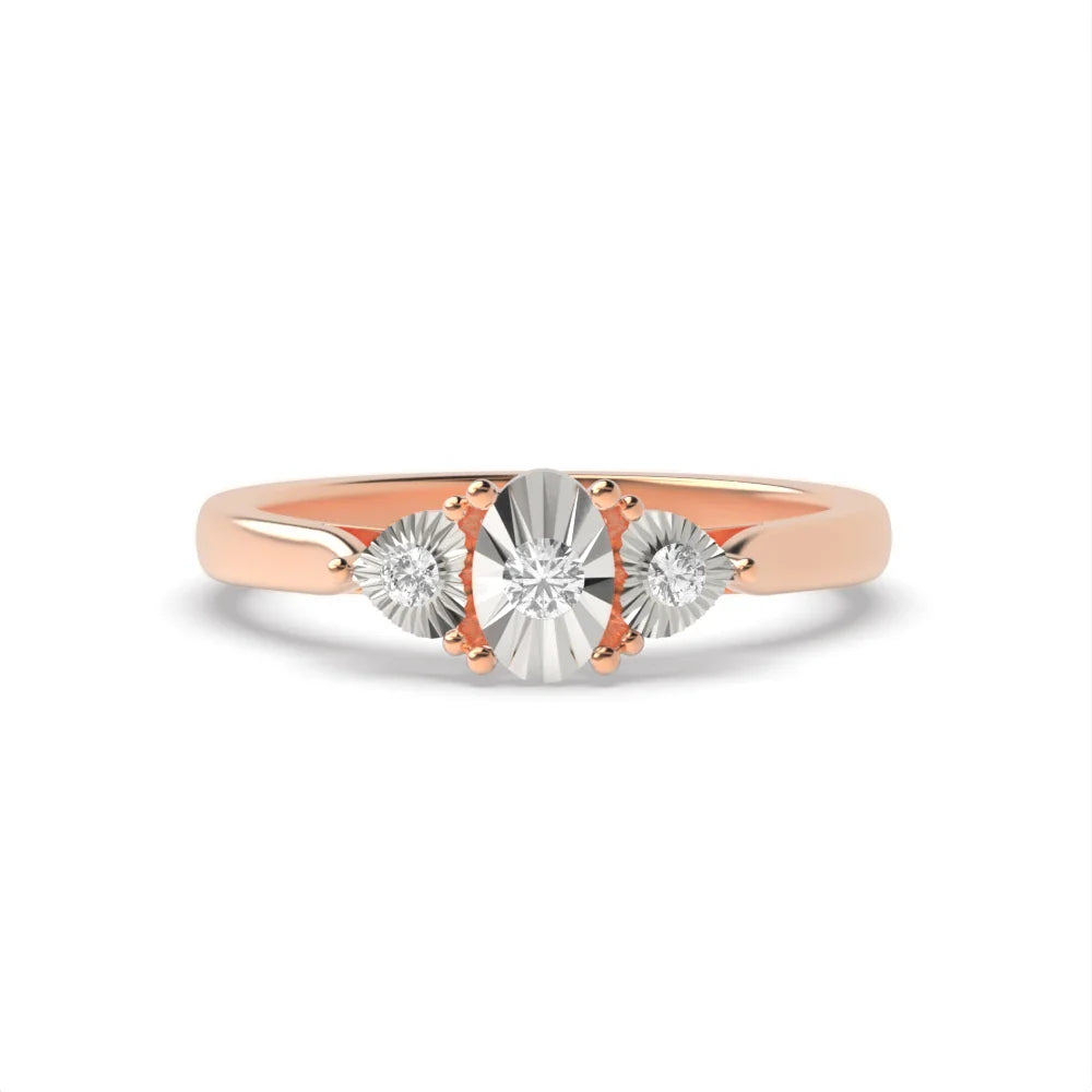 Elodie 4 Prong Round 0.10ct Lab Grown Diamond Illusion Three Stone Engagement Ring
