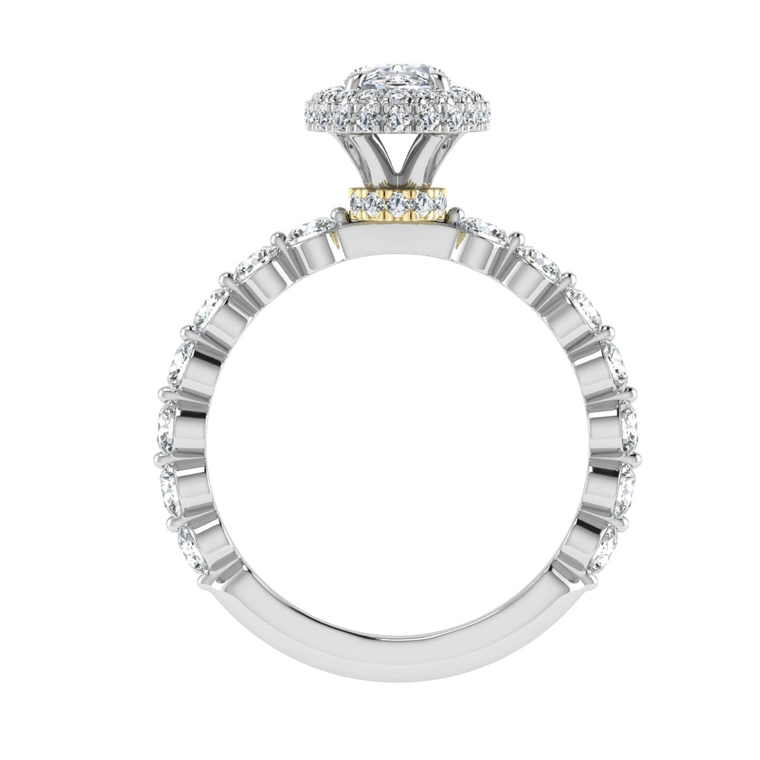 Engraved Oval Cut Double Edge Halo Moissanite Engagement Ring