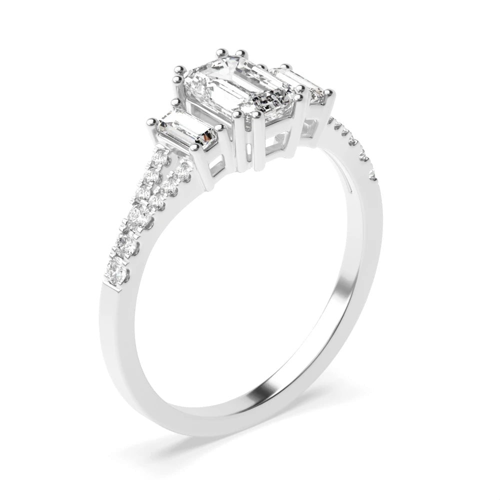 Esmeralda High Set 0.50ct Emerald Lab Grown Diamond Split Shoulder Three Stone Engagement Ring