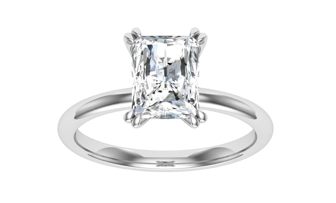 Eternal Double Claw Radiant Cut Moissanite Engagement Ring White Gold