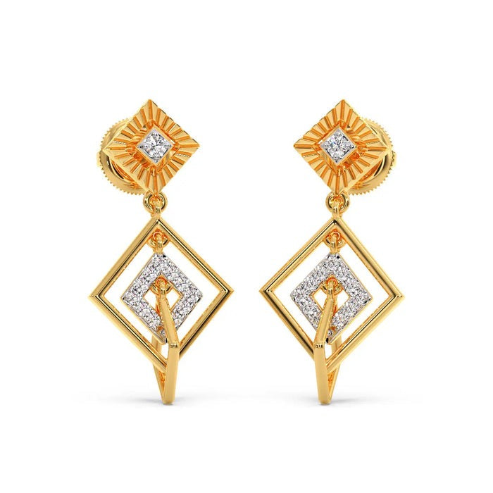 Fantasy Squares Dangle Lab Diamond Earrings