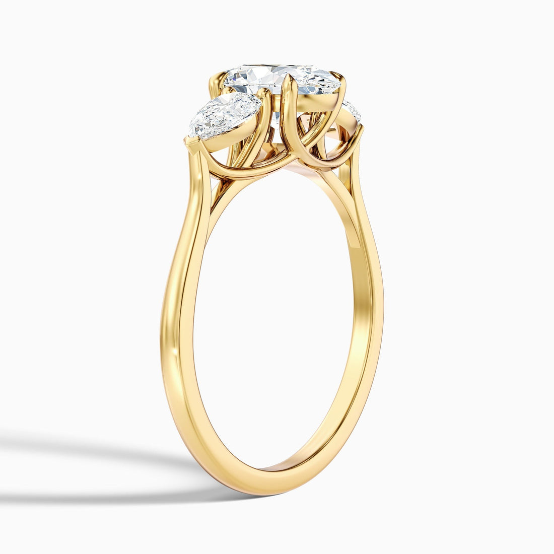 Frozen Three Stone Oval Halo Moissanite Engagement Ring