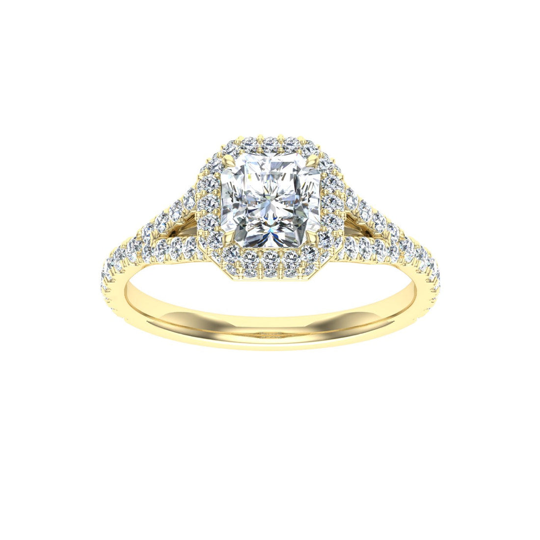 Gardenia Asscher Cut Side Stones Moissanite Engagement Ring Yellow Gold