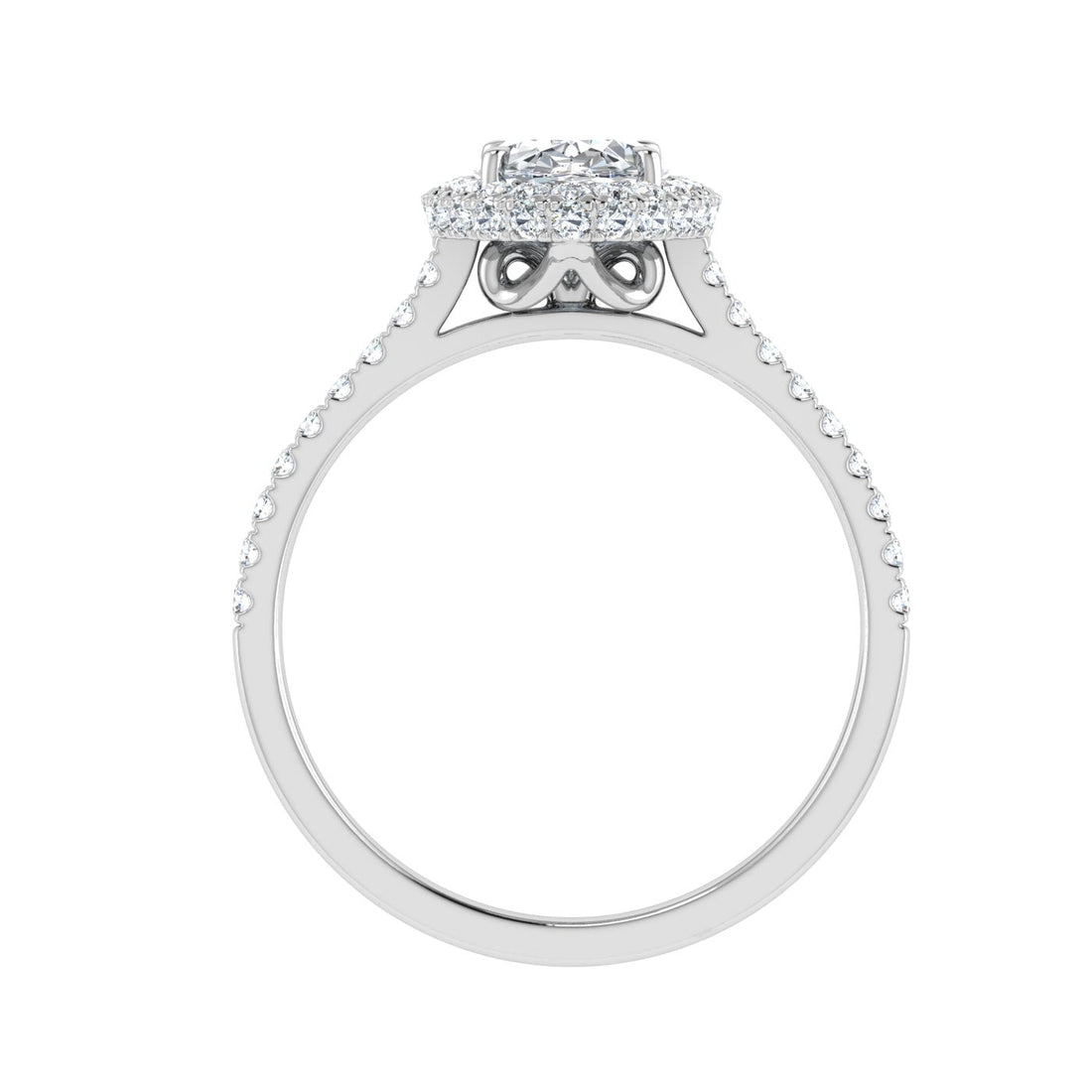 Glittering Oval Cut Halo Moissanite Engagement Ring White Gold