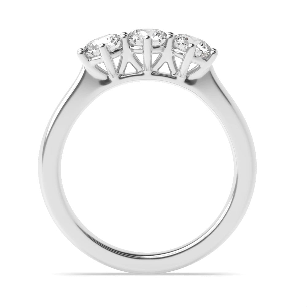 Hudson Round Lab Grown Diamond Basket Setting Three Stone Engagement Ring