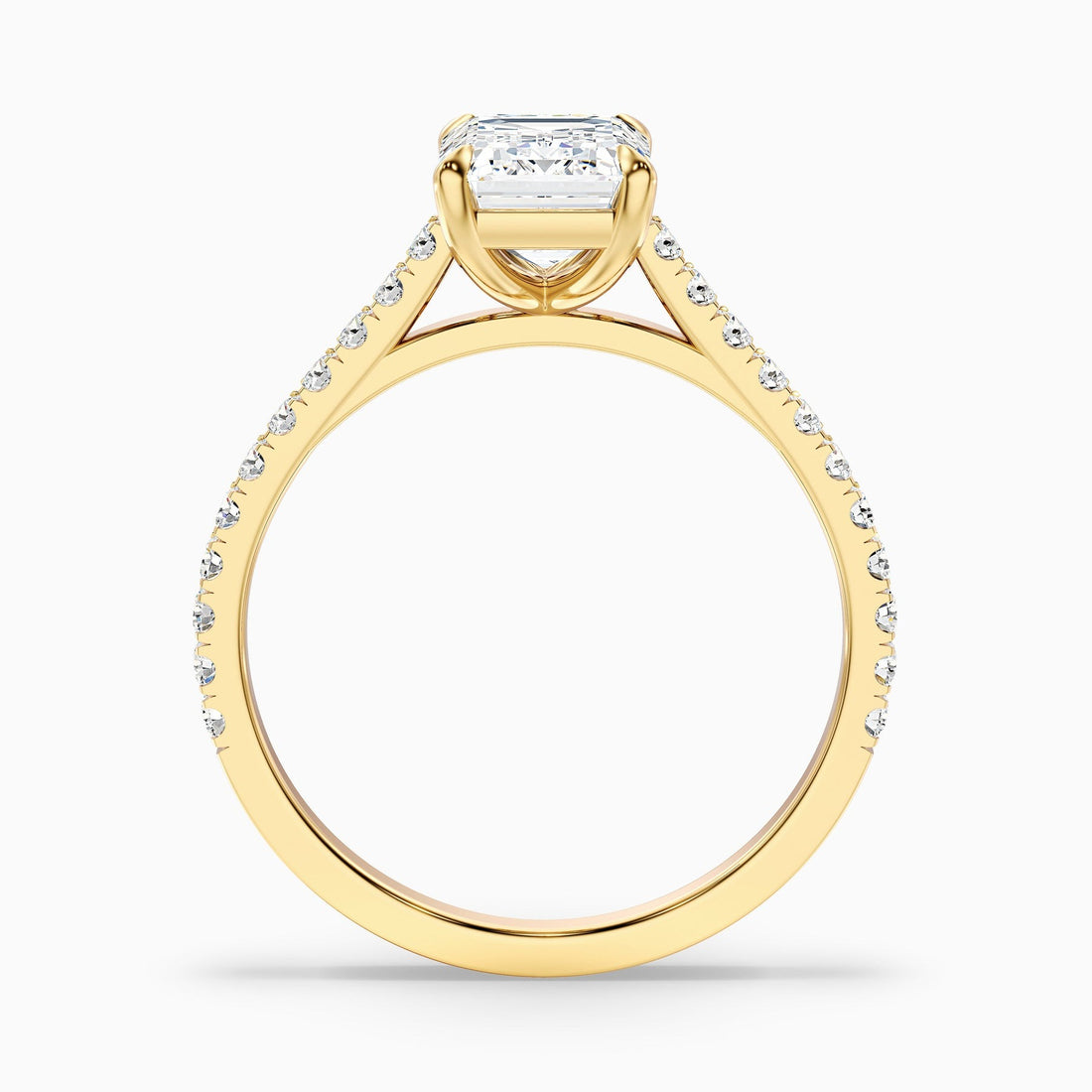 Imperial Emerald Cut Side Stone Pave Lab Grown Engagement Ring
