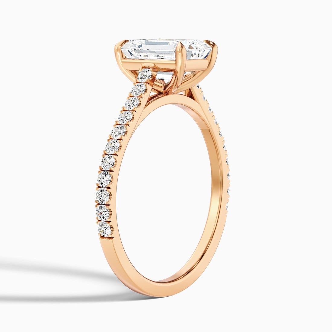 Imperial Emerald Cut Side Stone Pave Lab Grown Engagement Ring