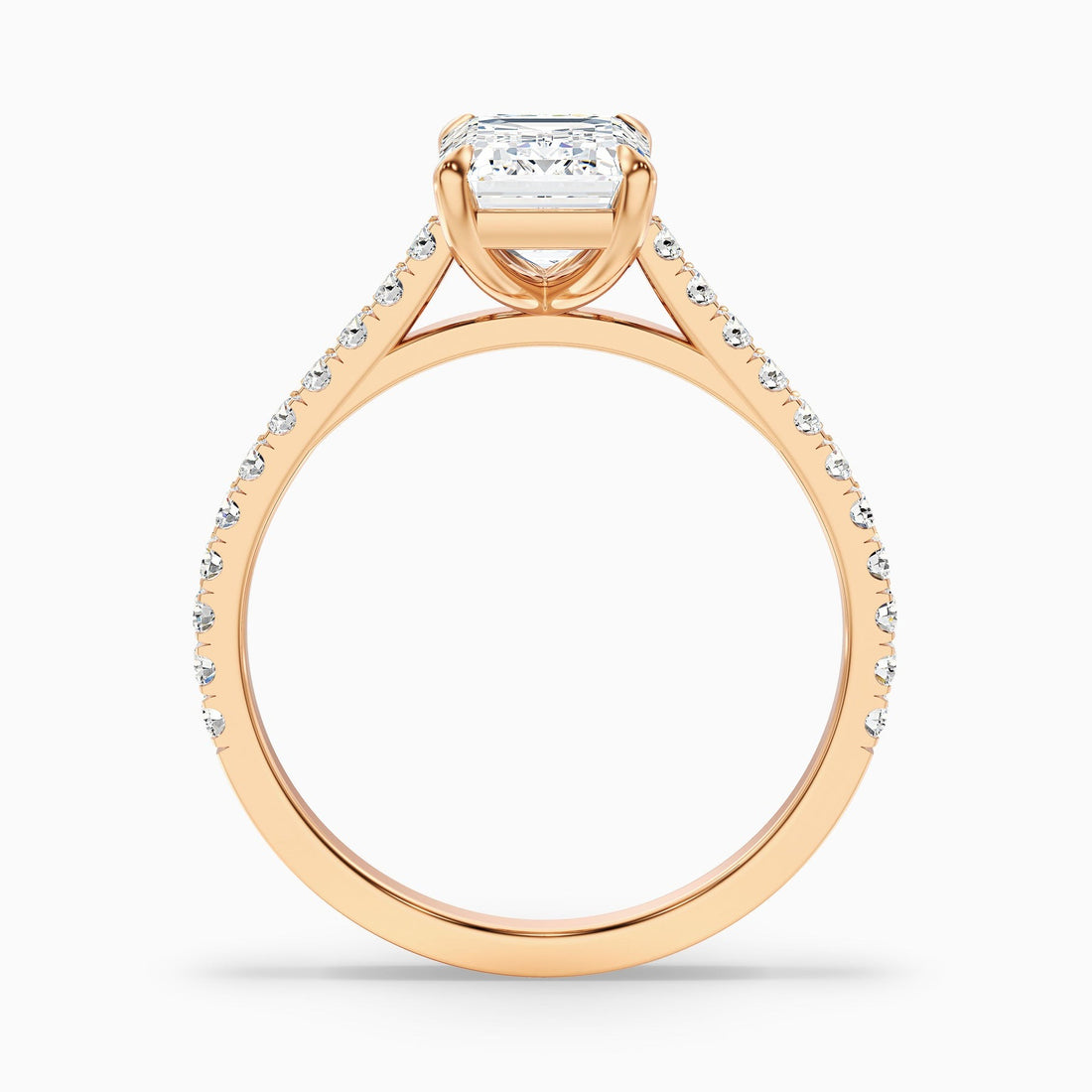 Imperial Emerald Cut Side Stone Pave Lab Grown Engagement Ring