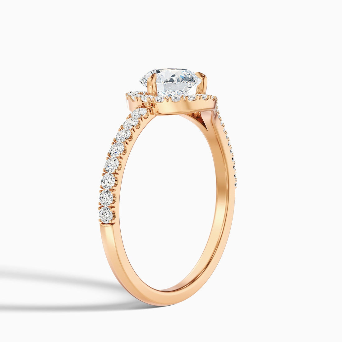Laviora 1 Carat Round Halo Pave Lab Grown Engagement Ring in 10k Rose Gold