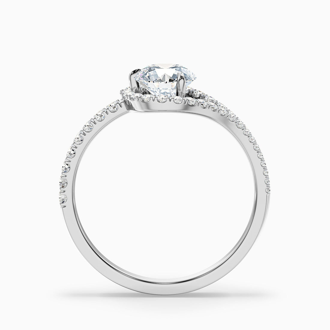 Laviora 1 Carat Round Halo Pave Lab Grown Engagement Ring in 10k White Gold