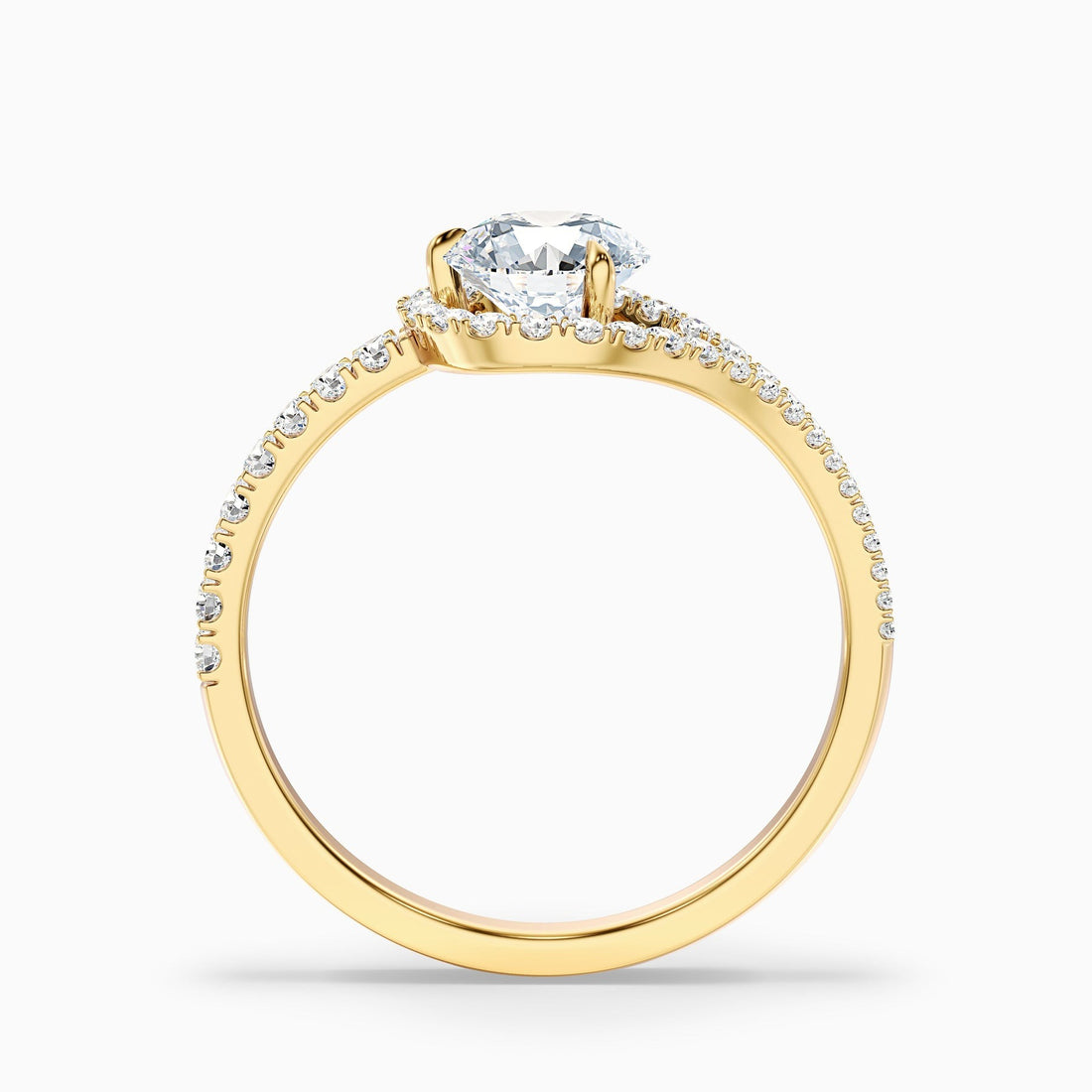 Laviora 1 Carat Round Halo Pave Lab Grown Engagement Ring in 10k Yellow Gold