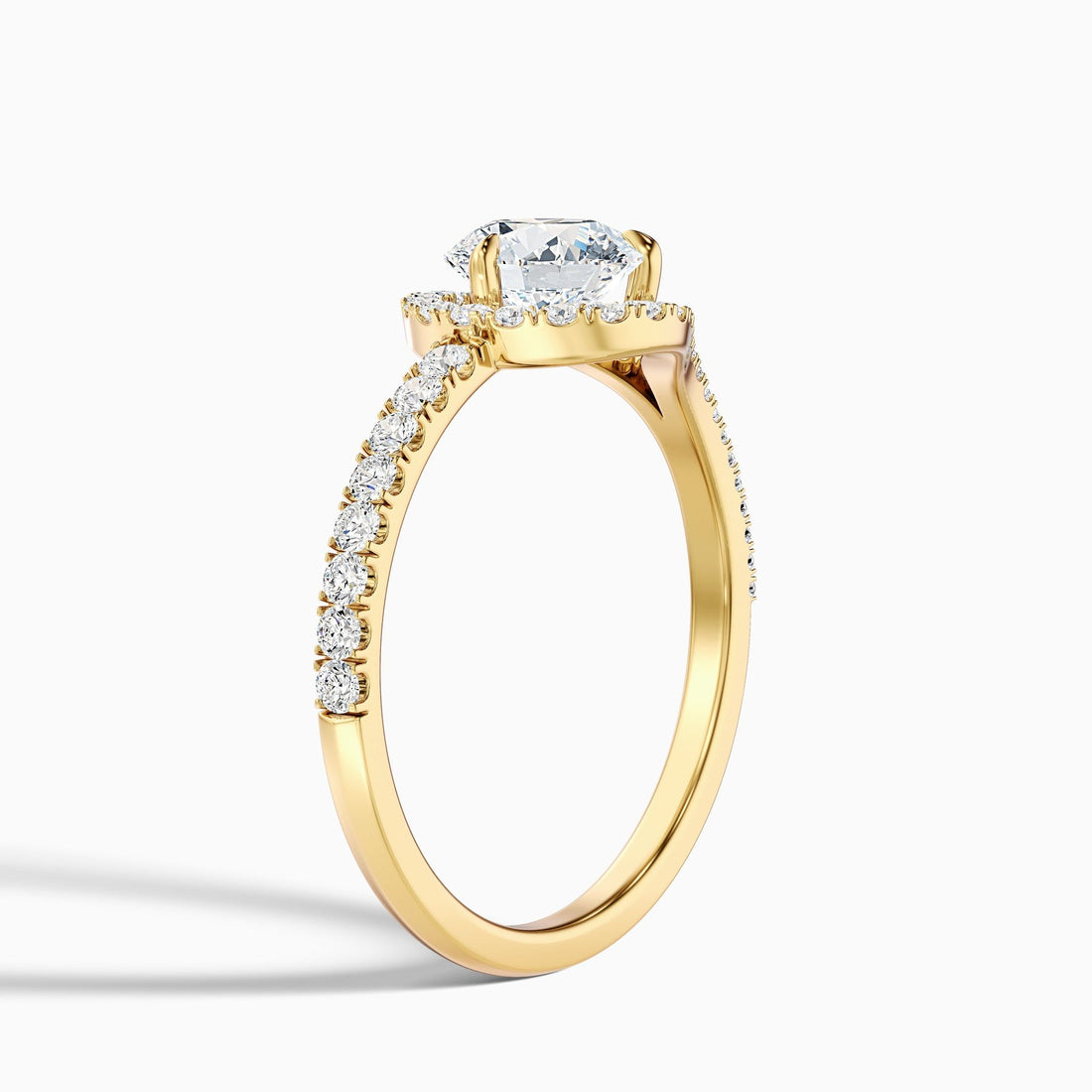Laviora 1 Carat Round Halo Pave Lab Grown Engagement Ring in 10k Yellow Gold