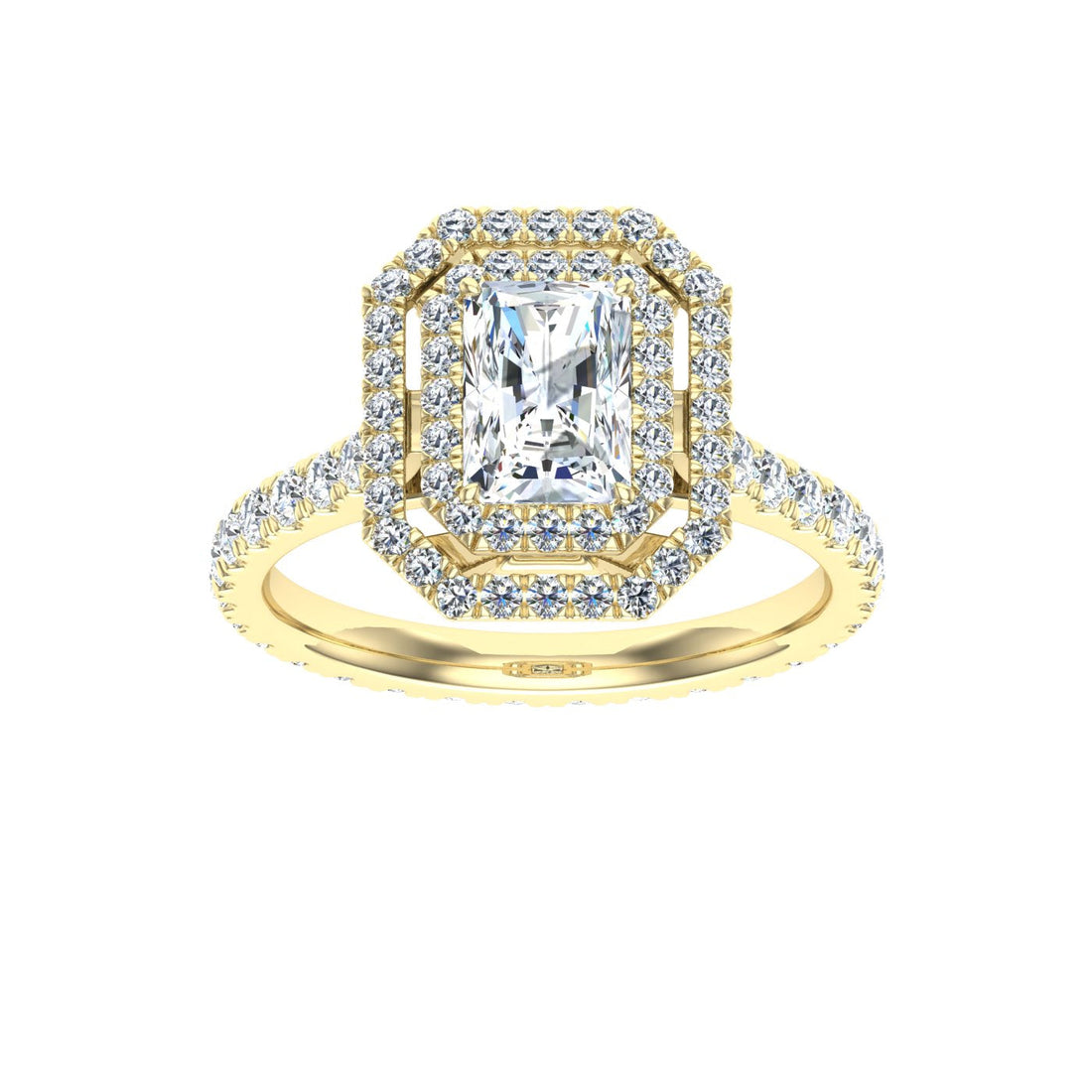 Luster Radiant Halo Moissanite Engagement Ring