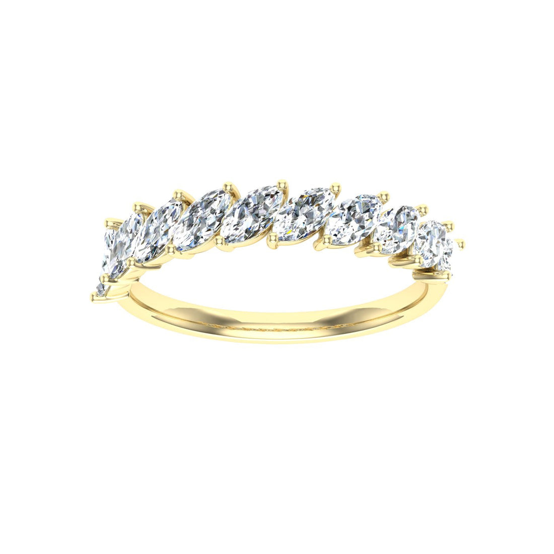 Luxe Marquise Cut Moissanite Wedding Band Yellow Gold