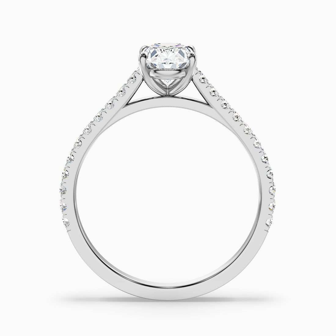 Maison 1 Carat Oval Side Stone Pave Lab Grown Engagement Ring in 10k White Gold