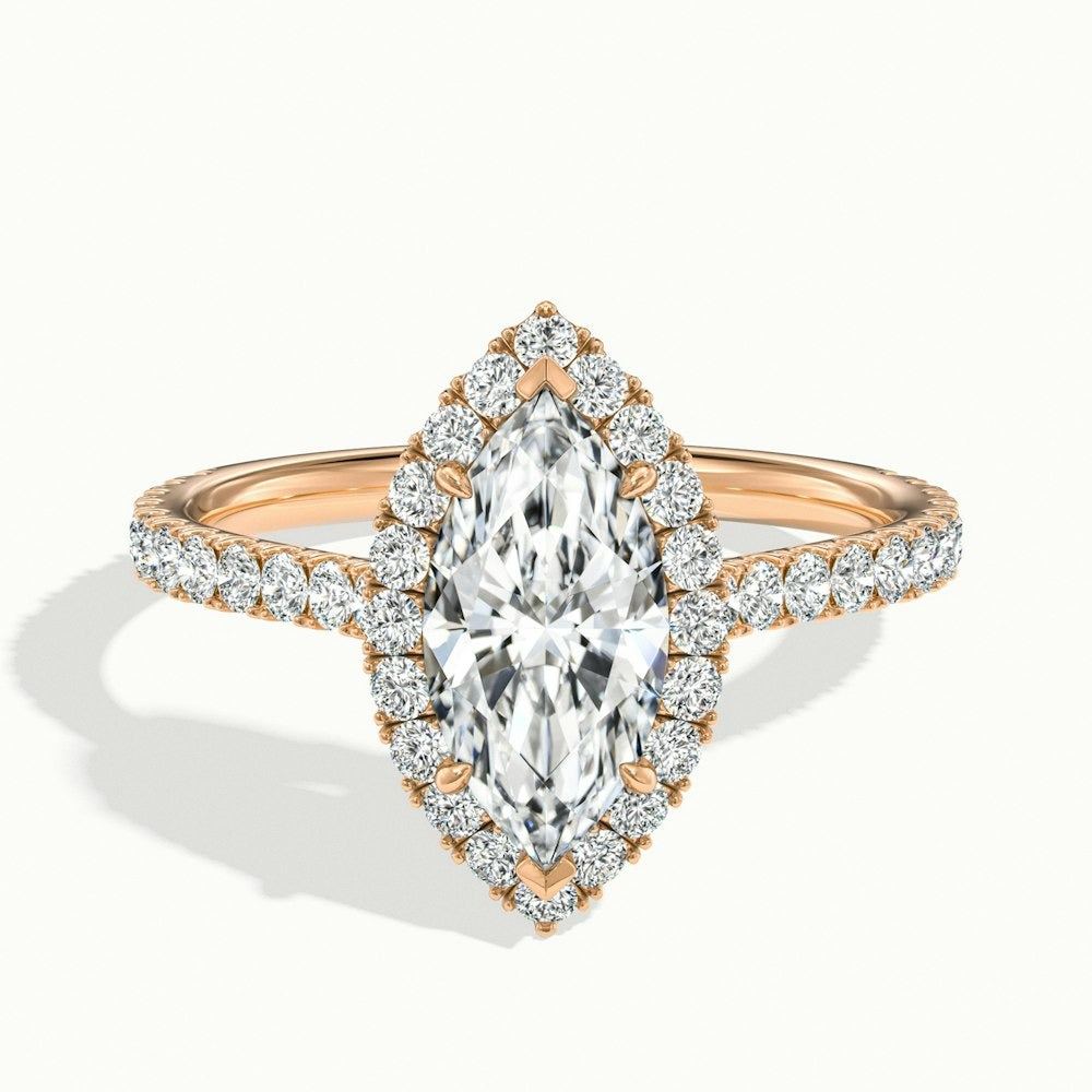 Marquise Oberon Scallop Moissanite Engagement Ring