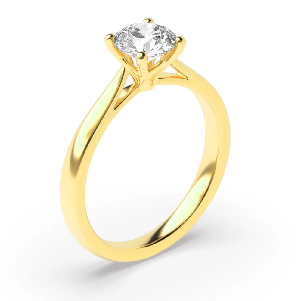 Marseille 4 Prong Round Lab Grown Diamond Flower Petal Style Classic Solitaire Engagement Ring