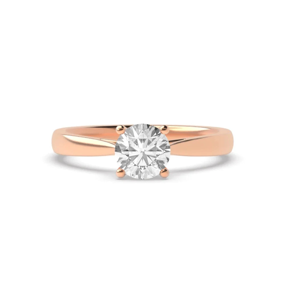 Marseille 4 Prong Round Lab Grown Diamond Flower Petal Style Classic Solitaire Engagement Ring