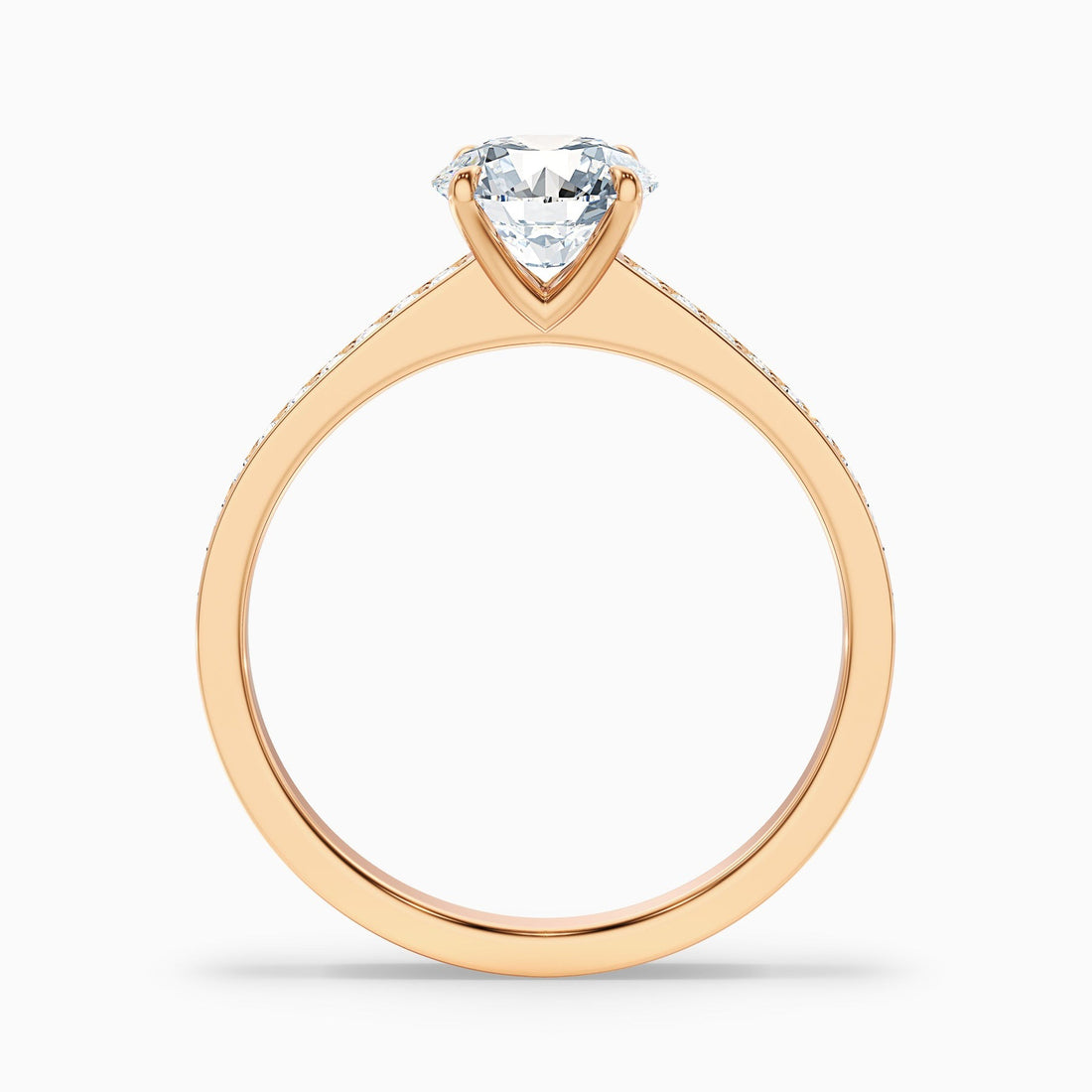 Meadow 1 Carat Round Cut Side Stone Pave Lab Grown Engagement Ring in 10k Rose Gold