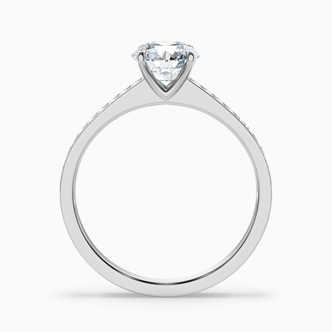 Meadow 1 Carat Round Cut Side Stone Pave Lab Grown Engagement Ring in 10k White Gold