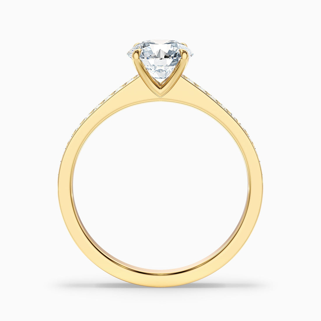 Meadow 1 Carat Round Cut Side Stone Pave Lab Grown Engagement Ring in 10k Yellow Gold
