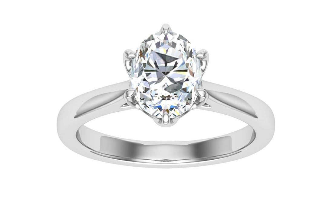 Nightscape Oval Cut Solitaire Moissanite Engagement Ring White Gold