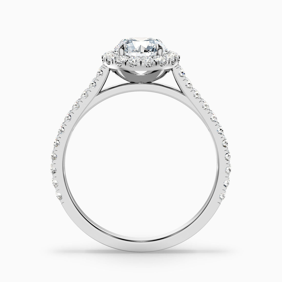 Noble 1 Carat Round Halo Pave Lab Grown Engagement Ring in 10k White Gold