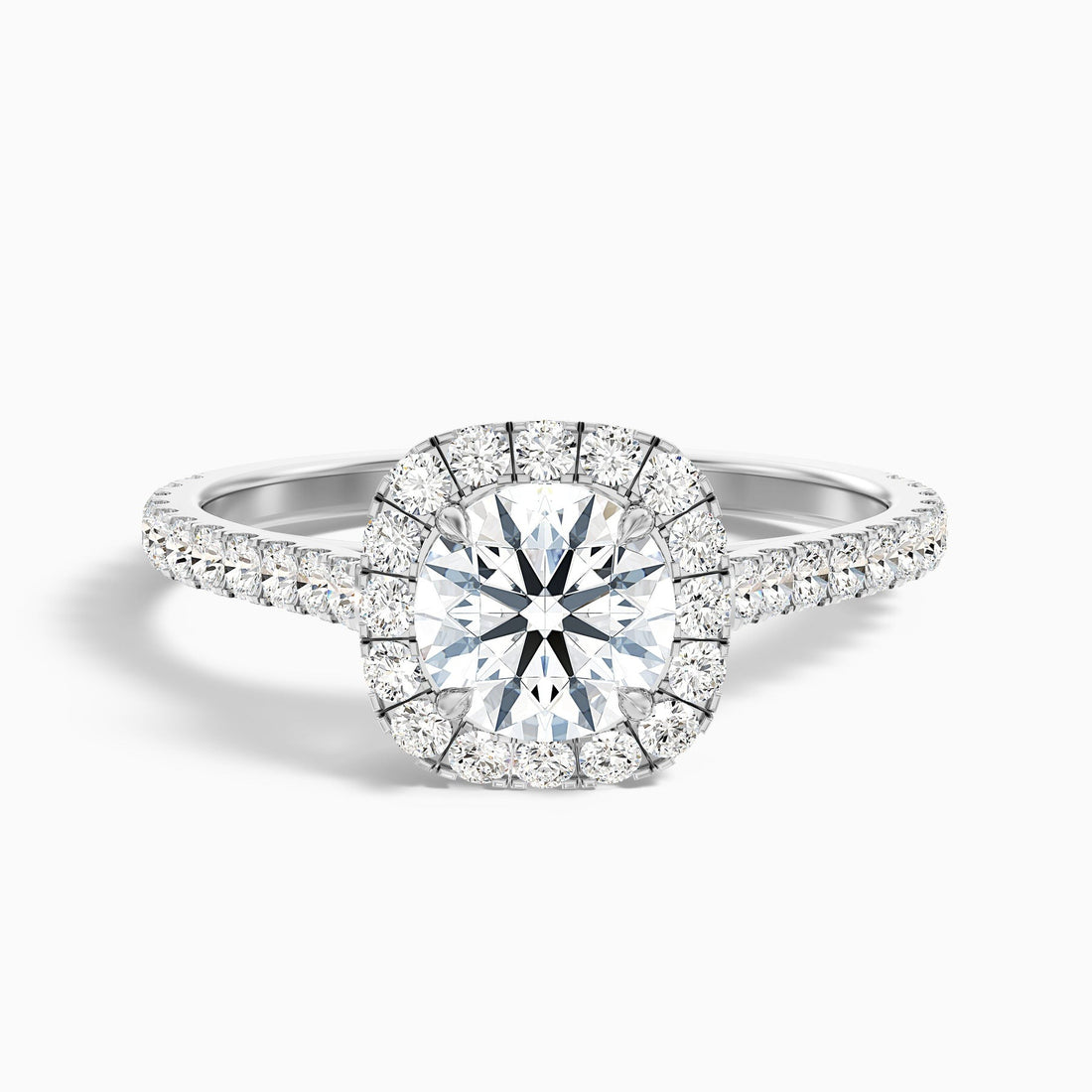 Oceanic 1 Carat Round Halo Pave Lab Grown Engagement Ring in 10k White Gold