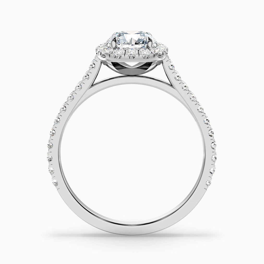 Oceanic 1 Carat Round Halo Pave Lab Grown Engagement Ring in 10k White Gold