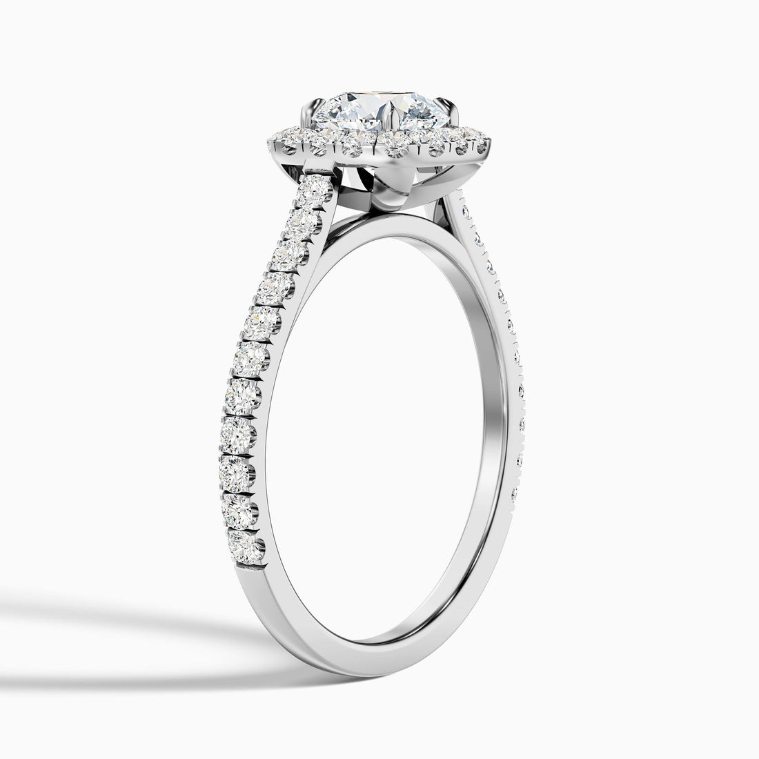 Oceanic 1 Carat Round Halo Pave Lab Grown Engagement Ring in 10k White Gold