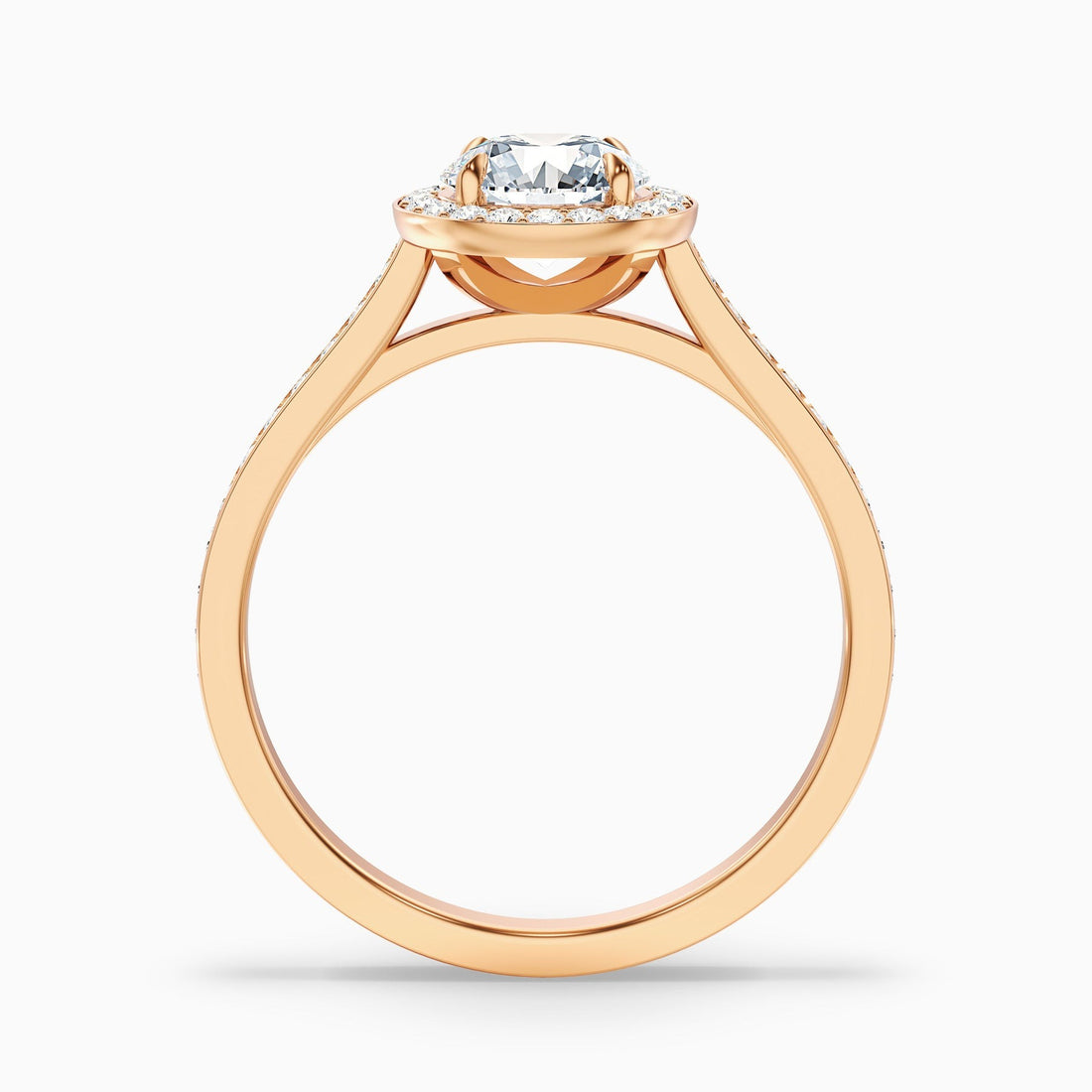 Opalite 1 Carat Round Halo Pave Lab Grown Diamond Ring in 10k Rose Gold